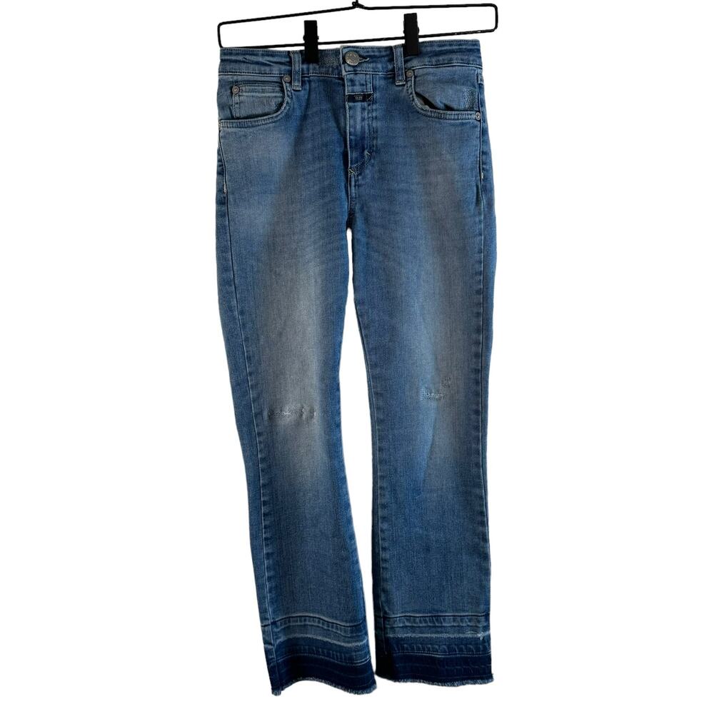 Closed Womens Bootcut Raw Hem Jeans Rose Mid Rise Ankle Stretch Cotton Blend 25